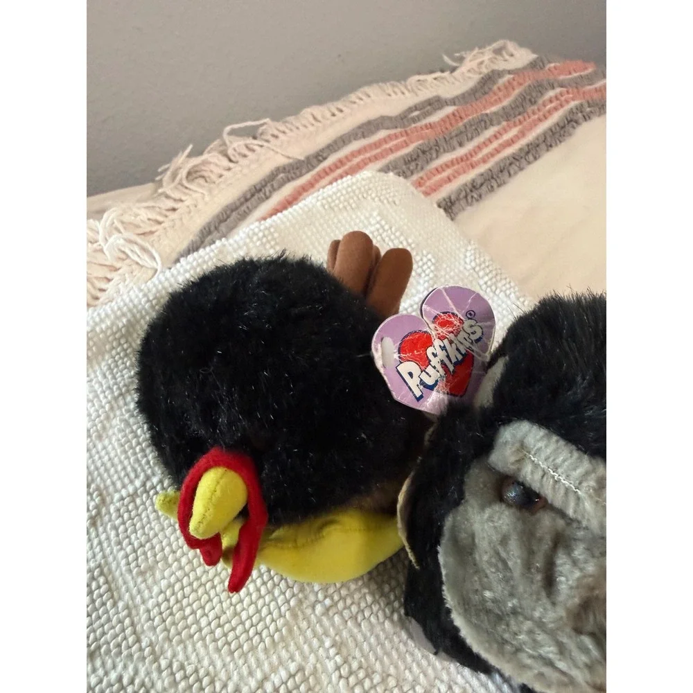 Vintage Swibco Puffkins Plush Lot Turkey Gorilla Duck Bean Bag Toys NWT